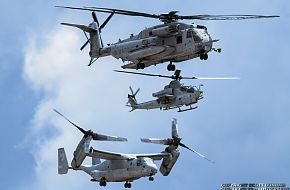 USMC CH-53E Super Stallion, AH-1Z Viper and MV-22 Osprey