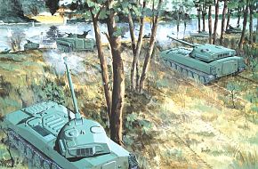 Artillery Supporting River Crossing - Military Weapons Art