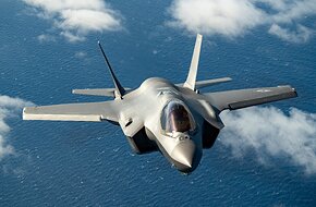 United States Air Force F-35 flies over Greece during a training sortie