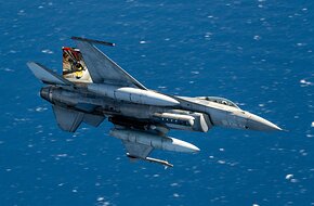 Portuguese Air Force F-16 flies over Greece during a training sortie