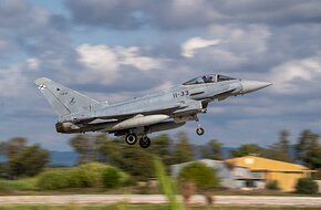 Spanish Air and Space Force Eurofighter lands at Andravida airbase