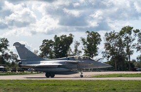 French Air Force Rafale taxis to runway