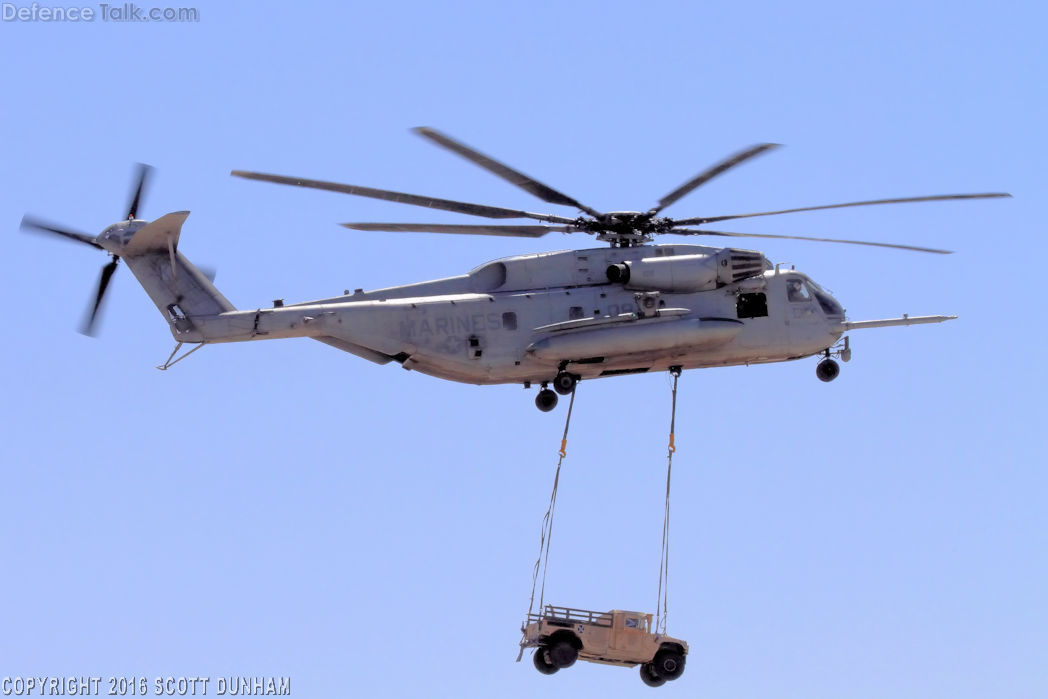 USMC CH-53E Super Stallion Helicopter transporting HMMWV | DefenceTalk ...