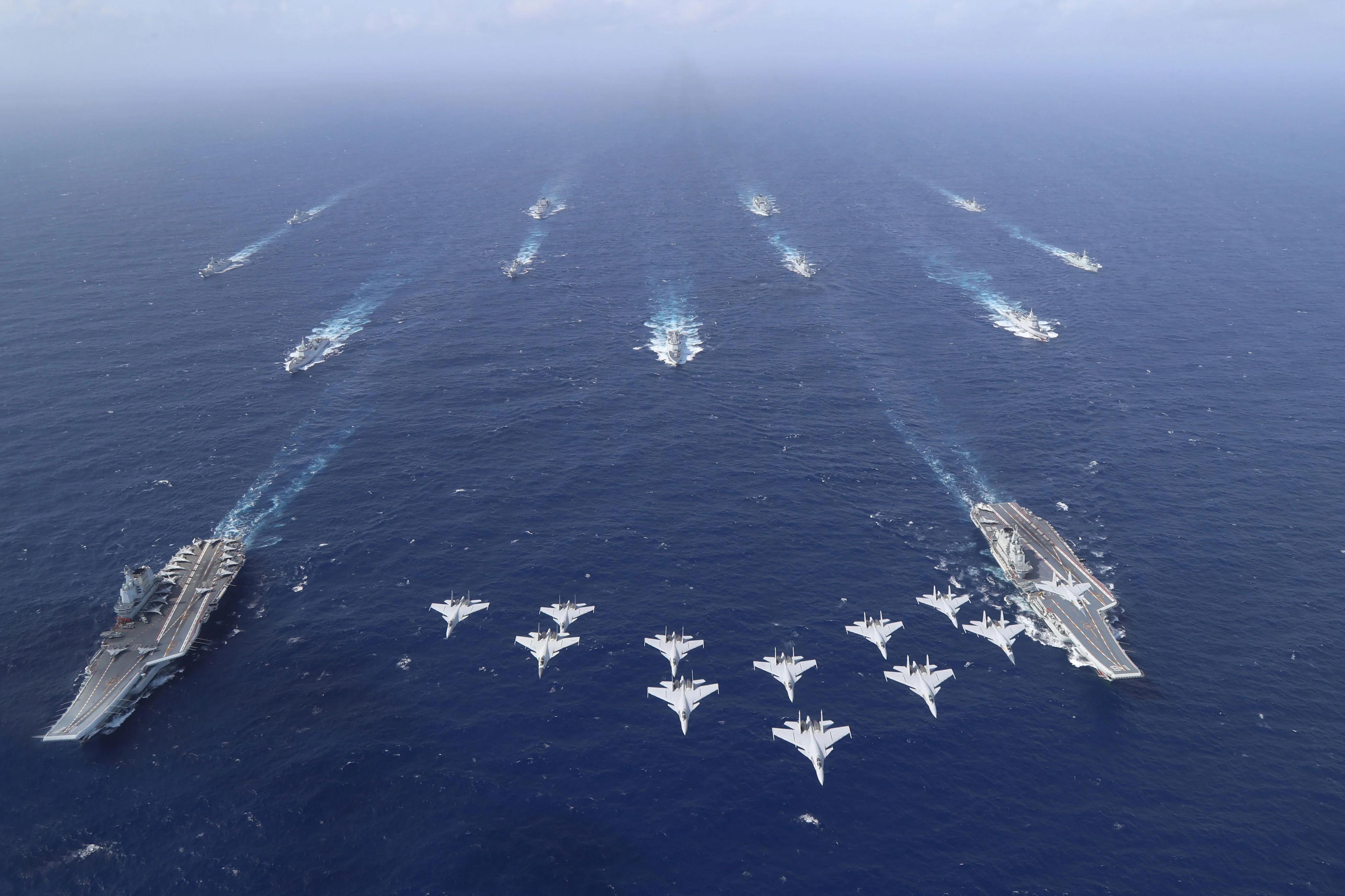 Chinese Navy shandong and liaoning aircraft carriers