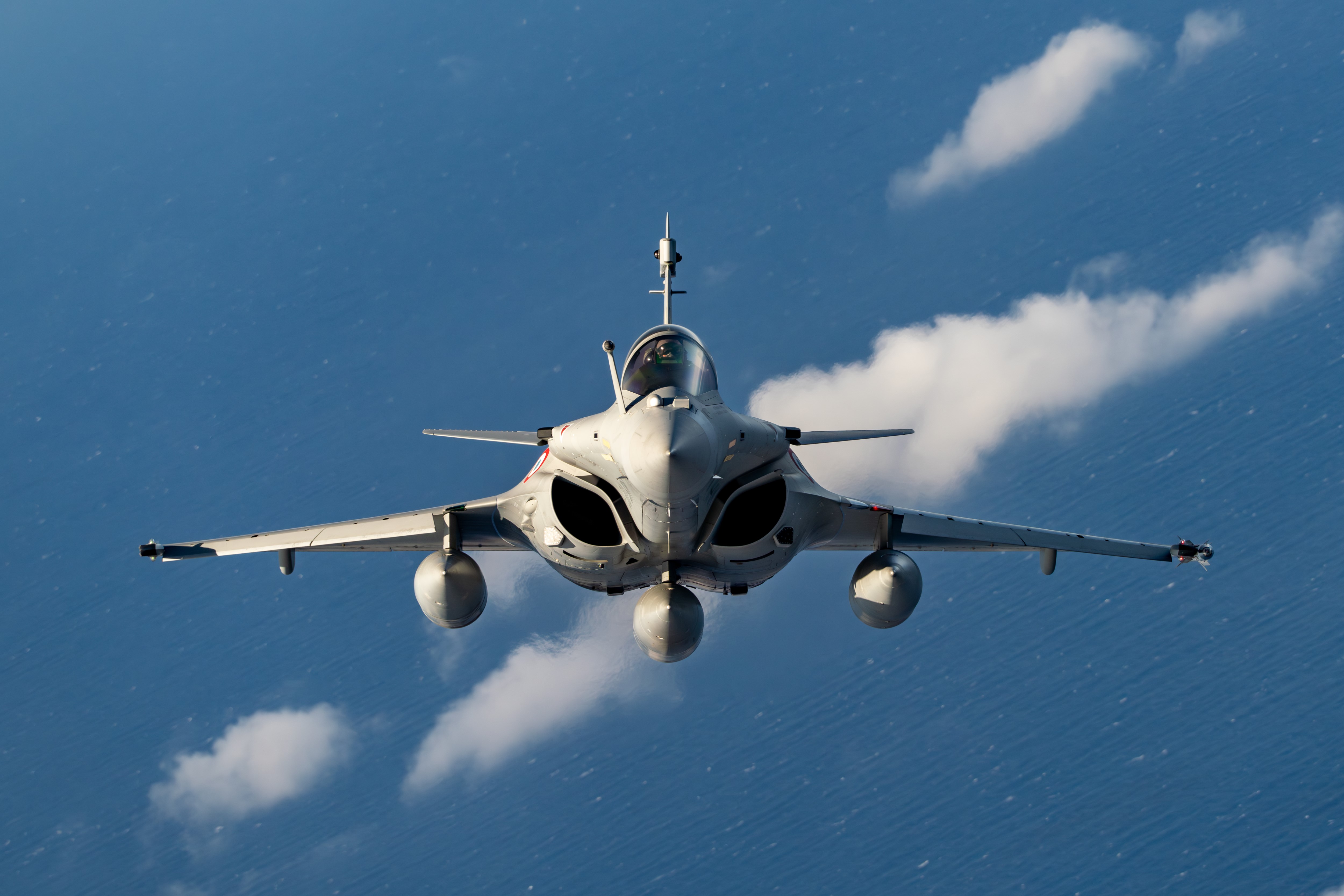 French Air and Space Force Rafale flies over Greece during a training sortie