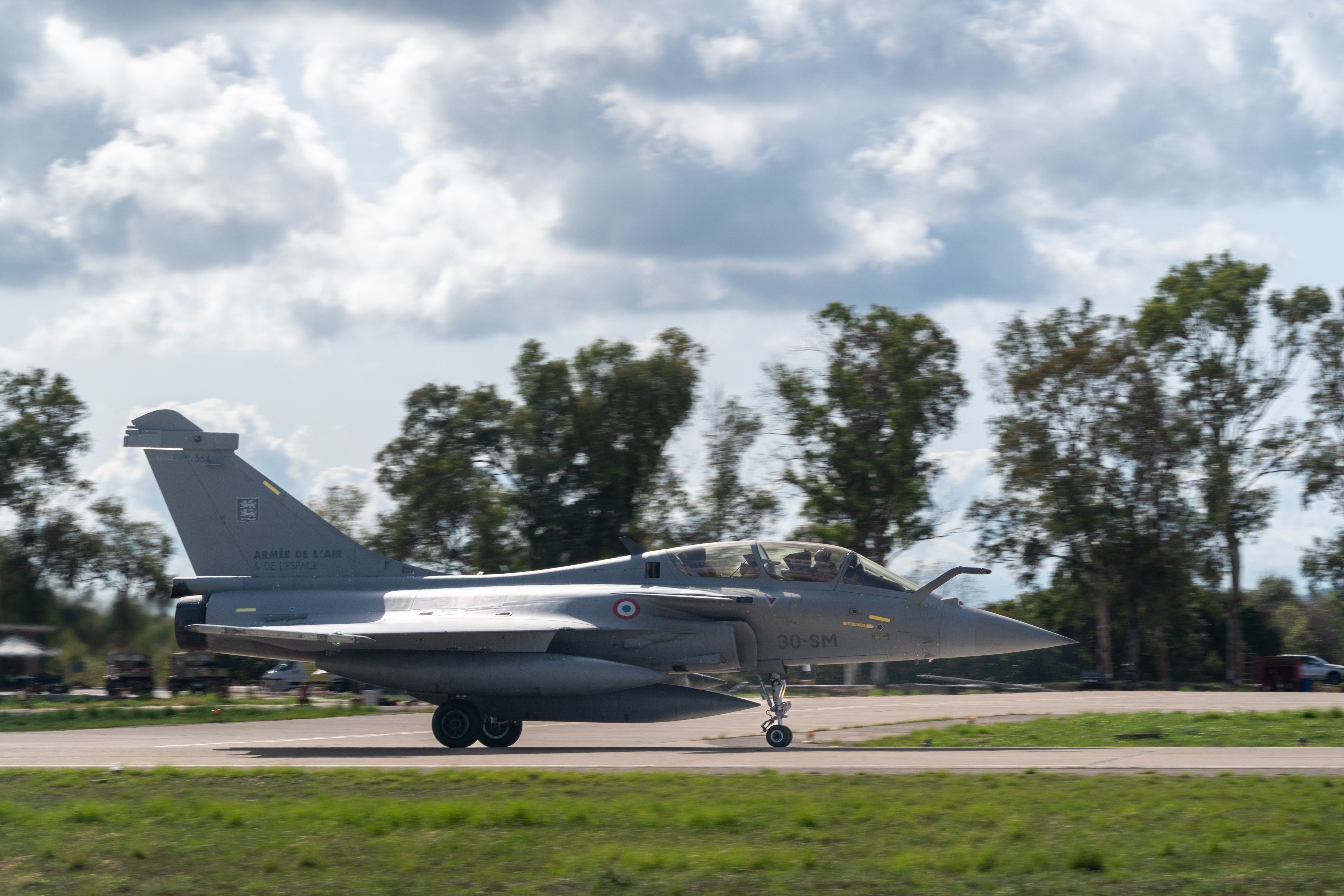 French Air Force Rafale taxis to runway