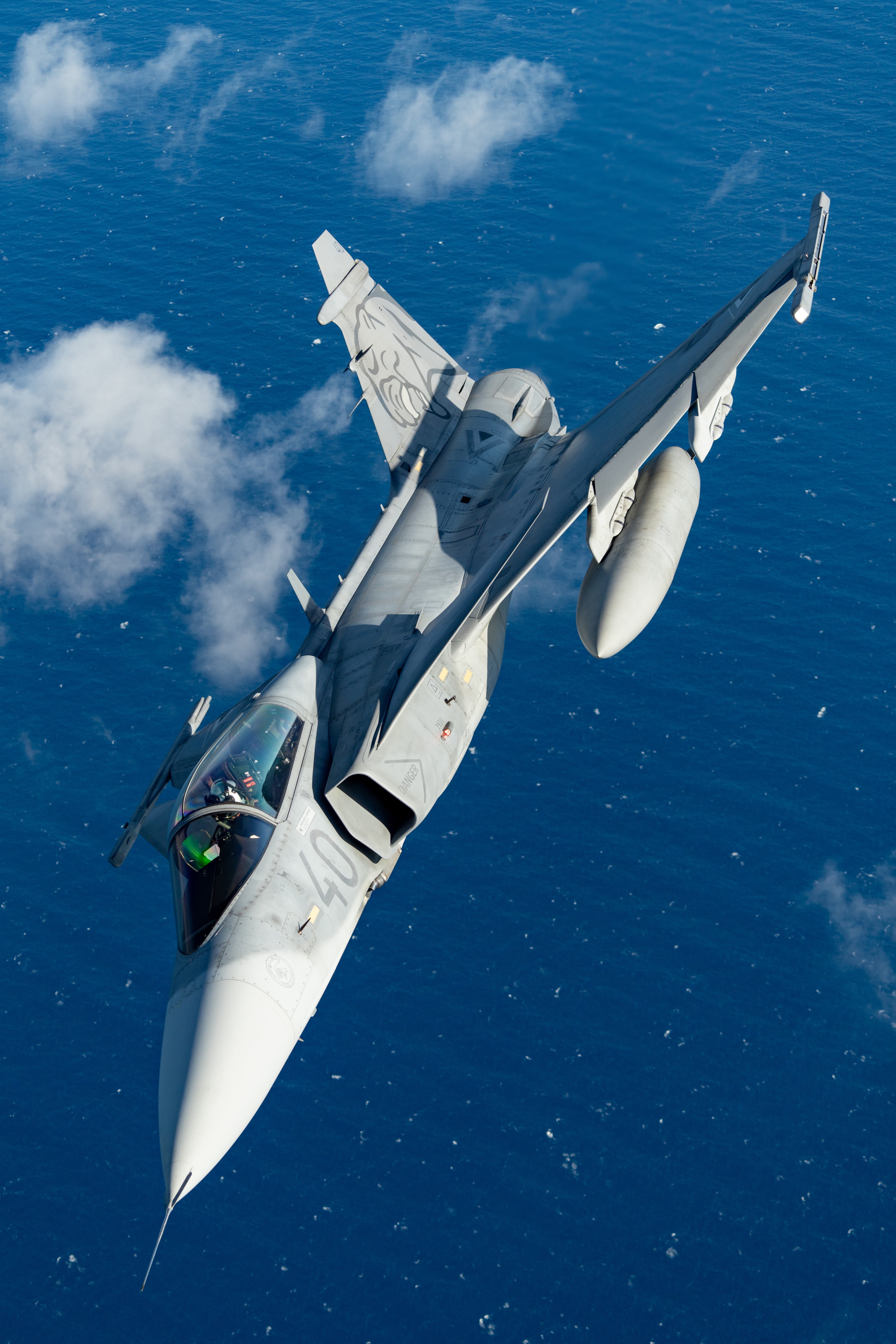 Hungarian Air Force Gripen flies over Greece during a training sortie