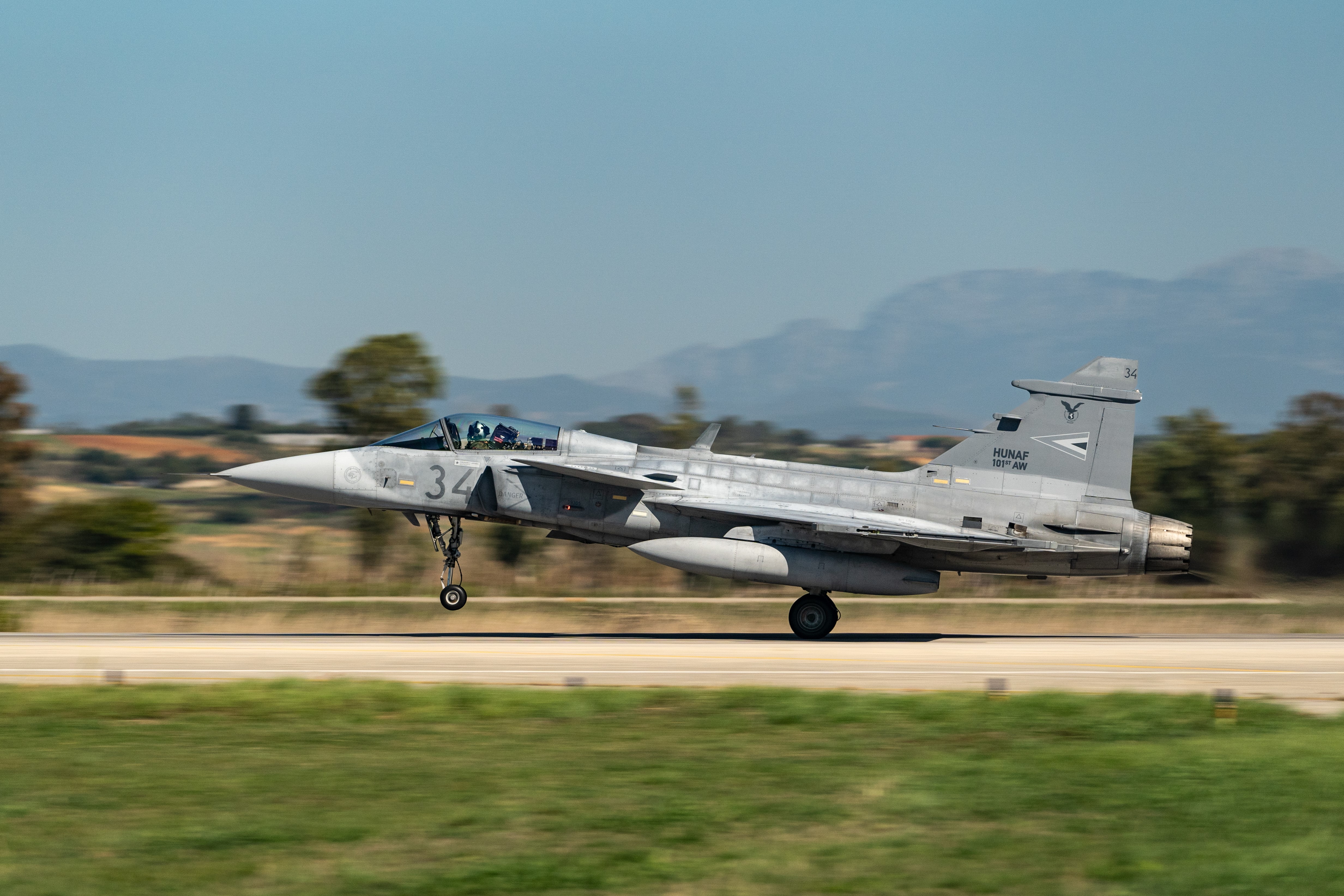 Hungarian Air Force Gripen takes off