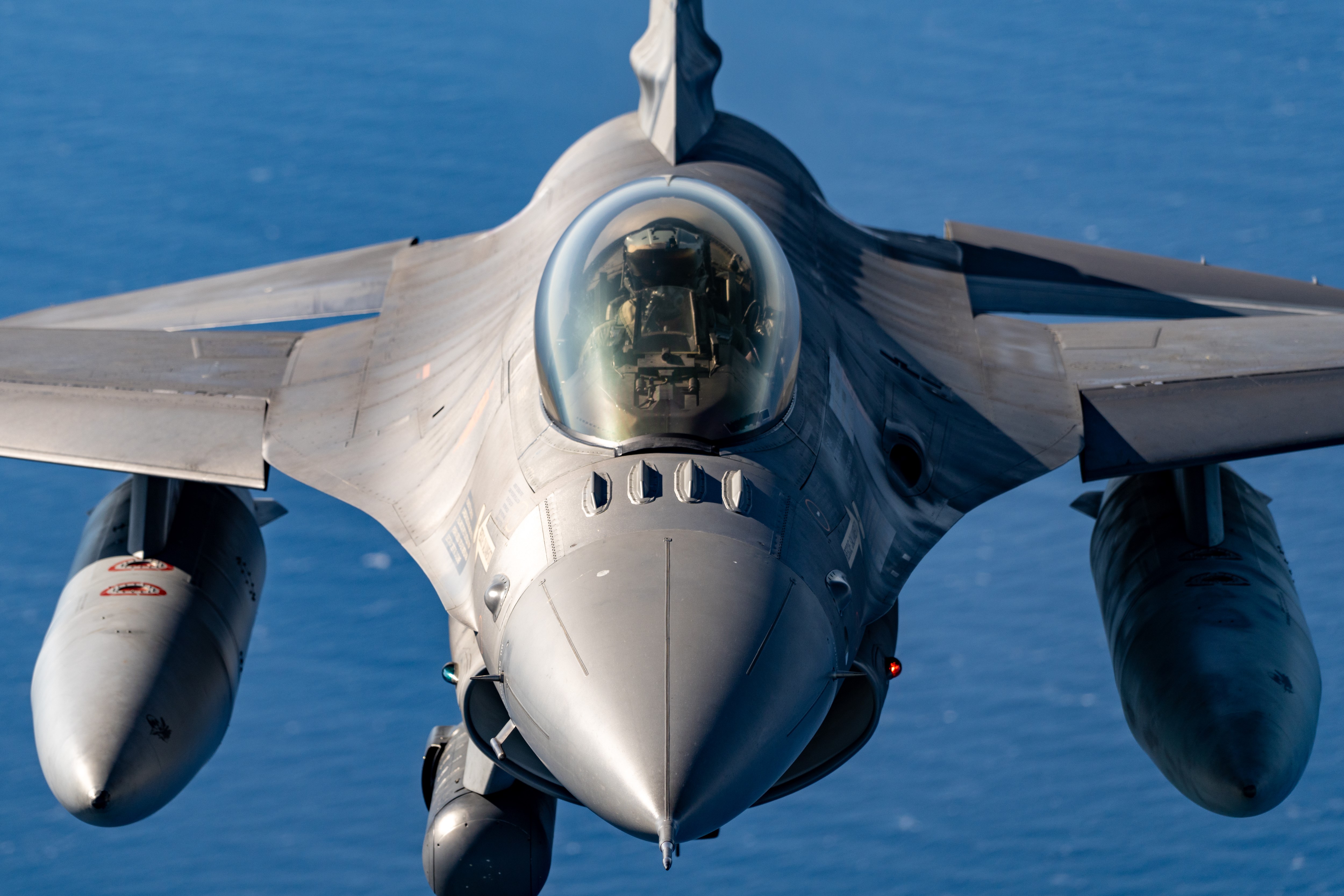 Portuguese Air Force F-16 flies over Greece during a training sortie